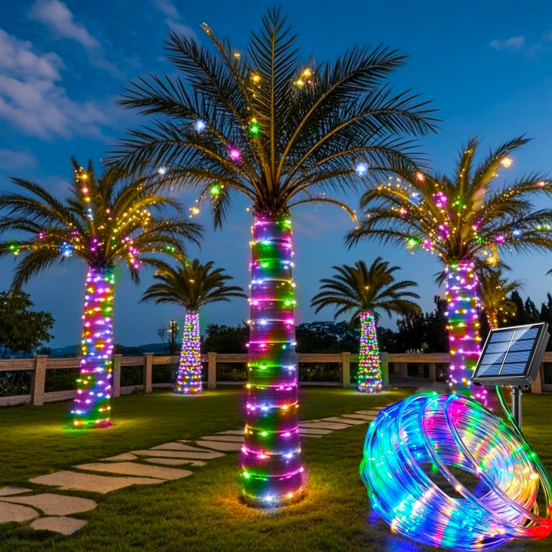Honche Solar Rope Light 33FT 100L IP65 Weatherproof Outdoor LED Copper Fairy String Tube Lights for Party Garden Porch Yard Home Wedding Vacation Daily Holiday Decoration Lighting(Multi Color) - Image 1